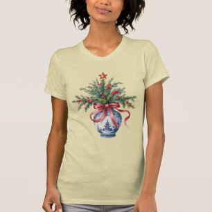 T-shirt Vase vintage avec un arbre de Noël en chinoiserie