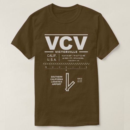 T-shirt VCV de l'aéroport logistique de Californie (Design devant)