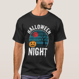 T-shirt Vecteur d'arbre de citrouille de nuit d'Halloween