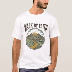 T-shirt Vecteur de chemin de montagne chrétien Marche par