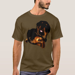 T-shirt Vecteur de chiot Rottweiler mignon coupé