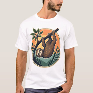 T-shirt Vecteur de paresse vintage Badge rétro faune 2