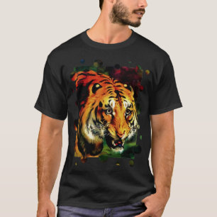 T-shirt Vecteur De Tigre Bengale Avec Bord Cerclé Coupé
