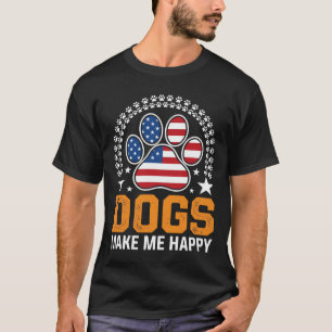 T-shirt Vecteur d'empreinte de patte de chien patriotique