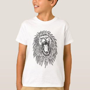 T-shirt vecteur noir-blanc-lion