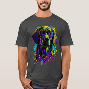 T-shirt Vector T Art mignon chien en lunettes Action Tiré