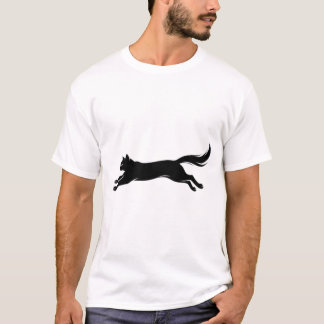 T-shirt vectoriel avec chat noir puissant