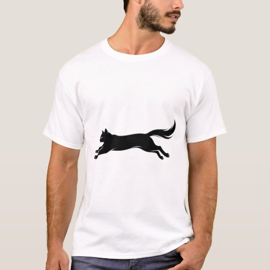 T-shirt vectoriel avec chat noir puissant (Devant)