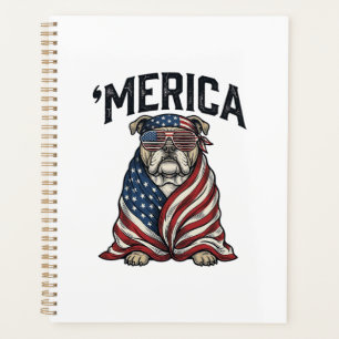 T-shirt vectoriel vintage 'Merica Bulldog patrioti