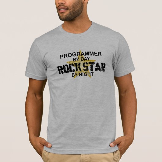 T-shirt Vedette du rock de programmeur par nuit (Devant)