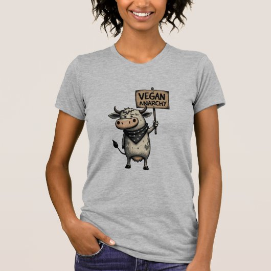 T-shirt Vegan Anarchy – Rebel Cow Protest (Devant)