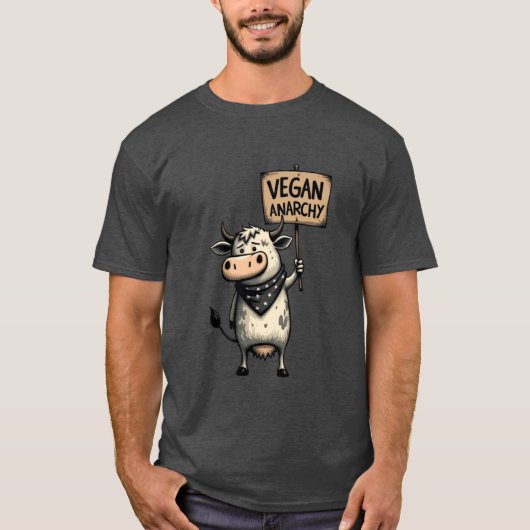 T-shirt Vegan Anarchy – Rebel Cow Protest (Devant)