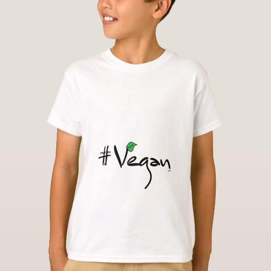 T-shirt # Vegan avec Cool vert feuille rose (Devant)