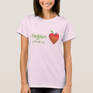 T-shirt Vegan avec tout mon coeur (coeur de pomme rouge)