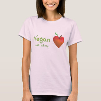 T-shirt Vegan avec tout mon coeur (coeur de pomme rouge)