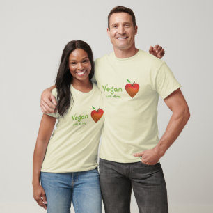 T-shirt Vegan avec tout mon coeur (coeur de pomme rouge)