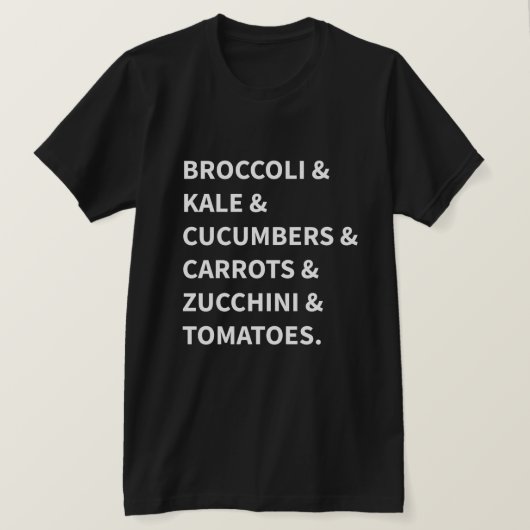 T-shirt Vegan : Brocoli & Kale & Concombre & Carotte & Tom (Design devant)