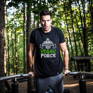 T-shirt Vegan Force, Green and White Gym (unisex)