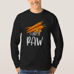 T-shirt Vegan I Like It Raw Carrot Vegetable Végétarien