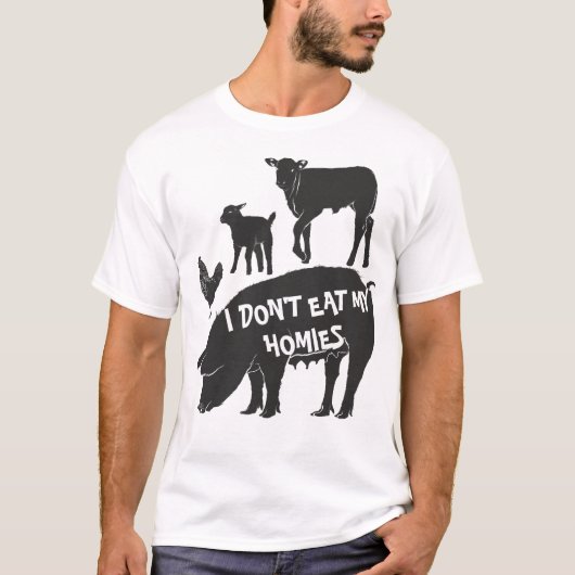 T-shirt Vegan Je ne mange pas mes Homies (Devant)
