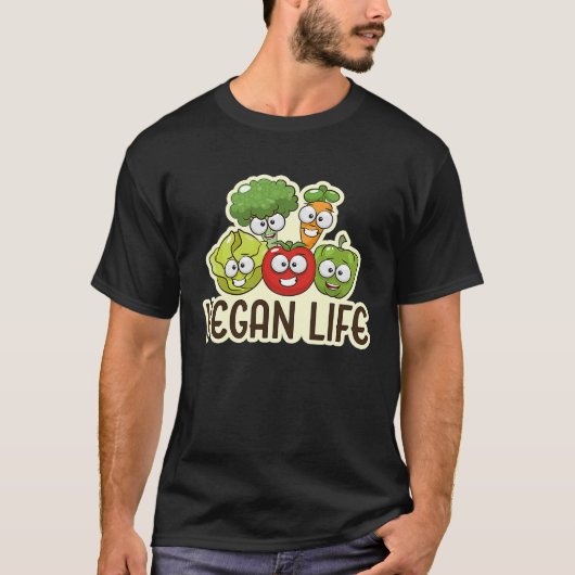 T-shirt Vegan Life mignon Caractères végétables adorables (Devant)