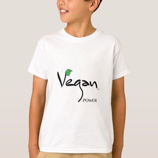 T-shirt Vegan Power avec Cool à feuilles vertes (Devant)