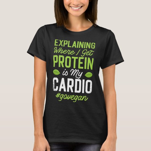 T-shirt Vegan Protein Funny Cardio Pour Exercice Vegan (Devant)