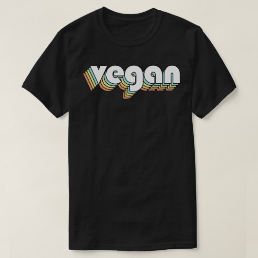 T-shirt Vegan Retro Rainbow Typographie style défraîchi (Design devant)