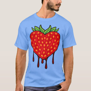 T-shirt Vegan végétarien I Love fraise coeur fraise fraise