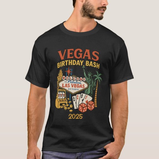T-shirt Vegas Anniversaire Bash Custom Date & Party (Devant)