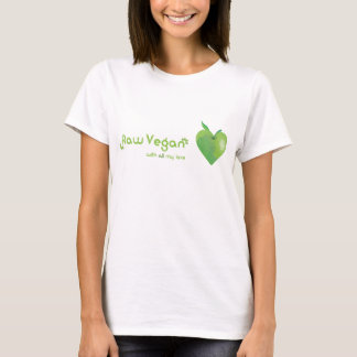 T-shirt Végétalien cru avec tout mon amour (coeur vert de
