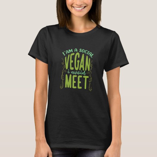 T-shirt Végétalien social éviter rencontrer introverti pun (Devant)