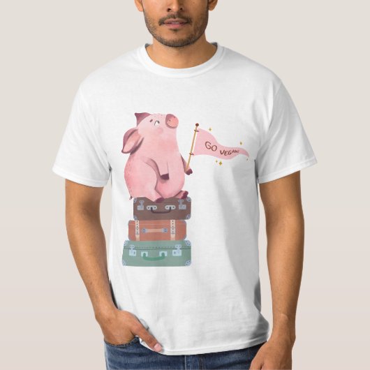 T-shirt Végétaliser avec un cochon rose mignon (Devant)