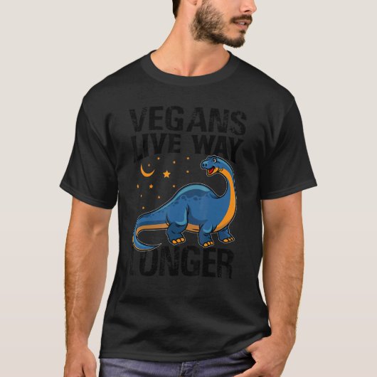 T-shirt Végétans Vivent Beaucoup Plus Longtemps Dinosaure (Devant)