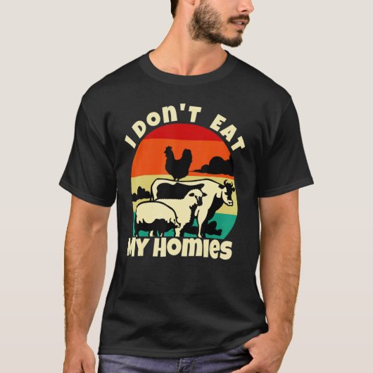 T-shirt Végétarien I Don't Eat My Homies, Funny Vegan Retr (Devant)