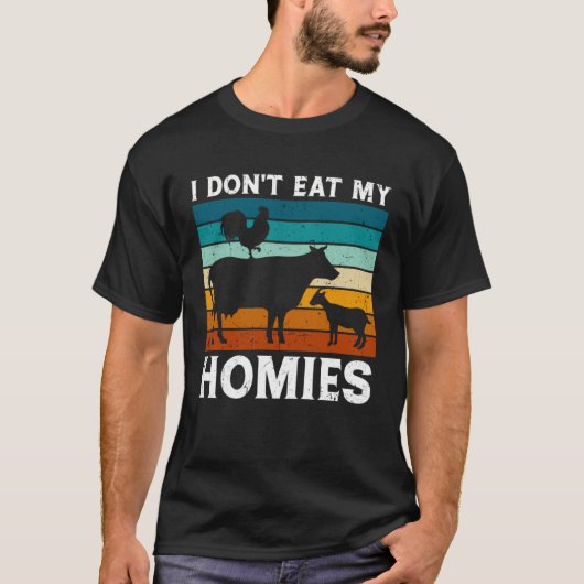 T-shirt Végétarien Je ne mange pas Mes Hommes Vegan Retro (Devant)