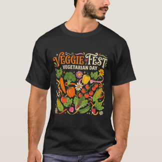 T-shirt Veggie Fest Vegetarian Day Colorful Vegetable Gard