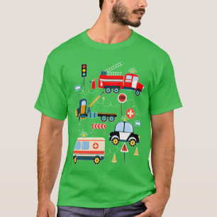 T-shirt Véhicule de police mignon camion de pompiers ambul