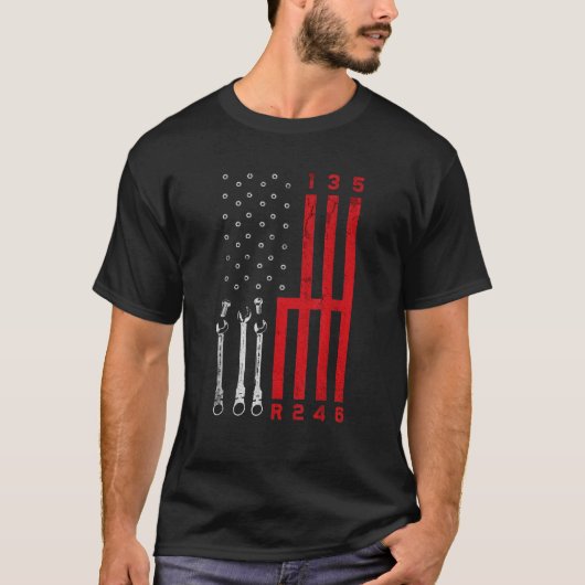 T-shirt Véhicule Mécanique Porte-Déplacement Drapeau Améri (Devant)