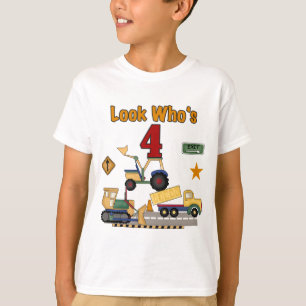 T-shirt Véhicules de construction 4e chemises d'anniversai