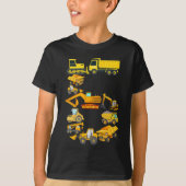 T-shirt Véhicules De Construction Camions Pour Garçons De  (Devant)