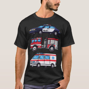 T-shirt Véhicules d'urgence Cadeau pour garçons Police Fir
