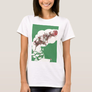 T-shirt Veille de Noël vintage, Père Noël rétro en traînea