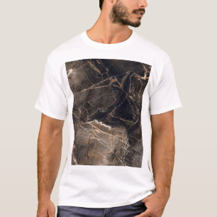 T-shirt Veines dorées en marbre foncé Brown