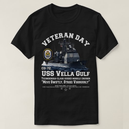 T-shirt Vella Gulf CG72 US Navy Cruiser Veterans (Design devant)