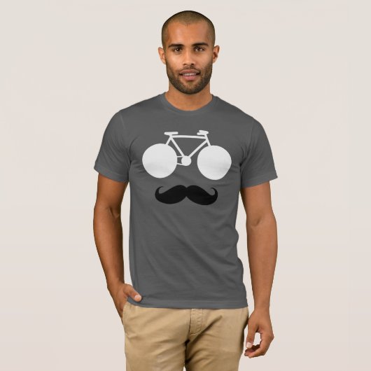 T-shirt vélo blanc avec moustache (Devant entier)