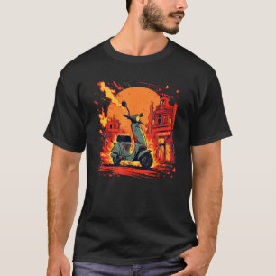 T-shirt Vélo cool Scooter avec flammes