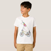 T-shirt Vélo d'équitation de licorne avec des roues de (Devant entier)