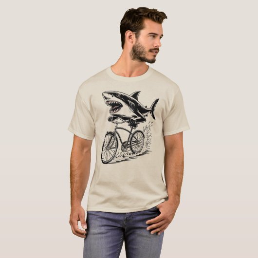 T-shirt Vélo d'équitation de requin ・ Terre Attaque de req (Devant entier)