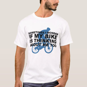 T-shirt Vélo drôle pensant au noir bleu de citation